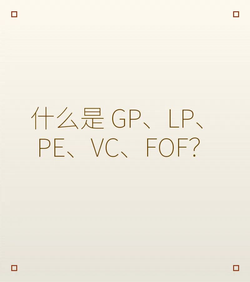 什么是 GP、LP、PE、VC、FOF？
